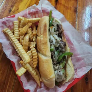 a sandwich and french fries