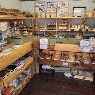 the inside of a bakery
