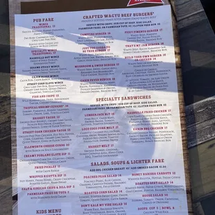 Menu as of 5.27.2023