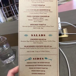 Lunch menu
