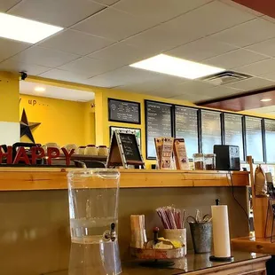 the counter and seating area