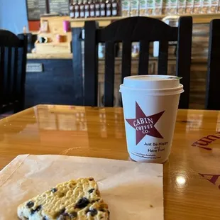 Blueberry scone and coffee