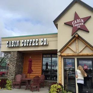 Front of Cabin Coffee. Love the design.