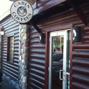Cabin Coffee entrance.  Pine City, Mn