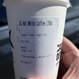 actually white coffee with sugar feee chocolate amd vanilla was superb. Tasted like marshmallows