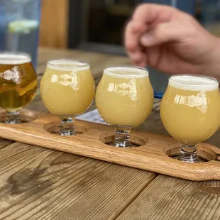 Flight of hoppy beers