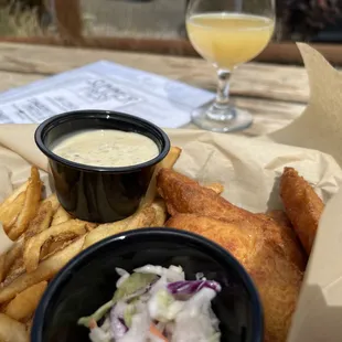 Fish and chips with a hazy IPA perfect combo
