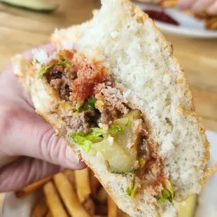 Big MC Chopped "Beef" Sandwich on a gluten-free bun