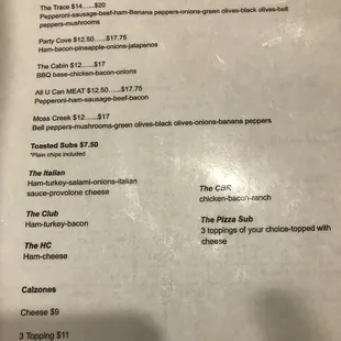 menu