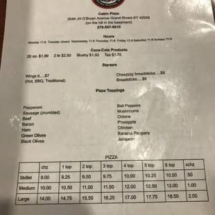 menu