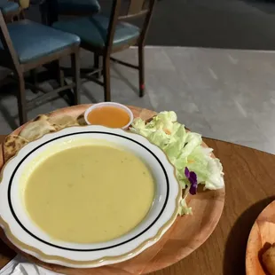 Potato Curry soup was full bodied so good.  Soup, salad and naan; one of three well priced specials.