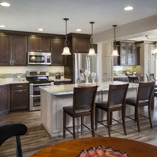 Two tone kitchen done just right! featuring Holiday Kitchens Cabinets