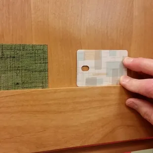 Counterparts samples with hickory cabinets.