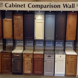 Our Cabinet comparison wall lets you do side by side feature comparisons. The SEN design Group stresses education be part of each showroom.