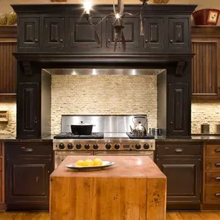 a kitchen with a center island