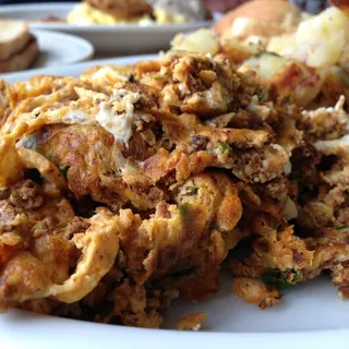 Diced Chorizo, Scramble Eggs with Green Onion