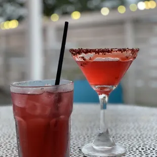 two cocktails on a table