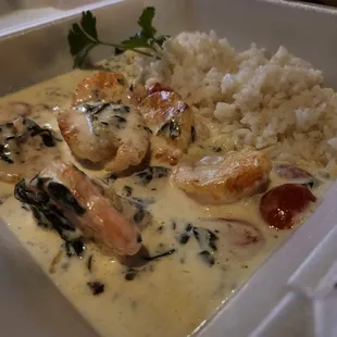 Shrimp in parmesan cream sauce