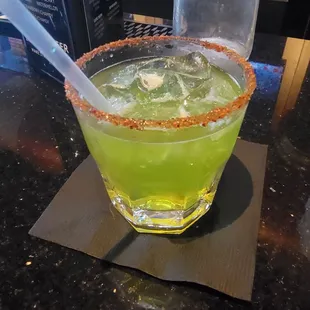 Melon margarita from the happy hour special.