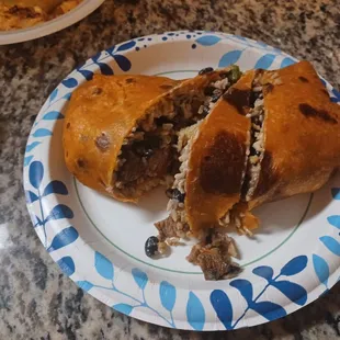 Steak burrito wrapped in a smoked cheddar tortilla