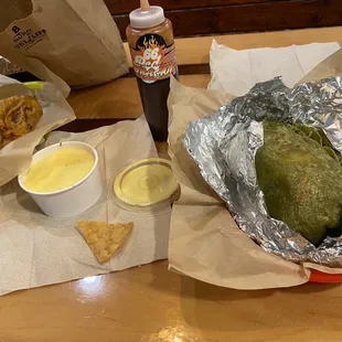 Burrito + chips and queso