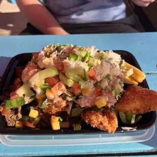 Rice bowl with breaded fish