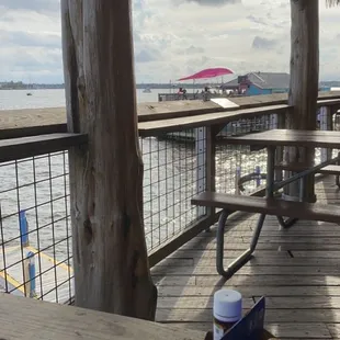 Outside patio facing the water.