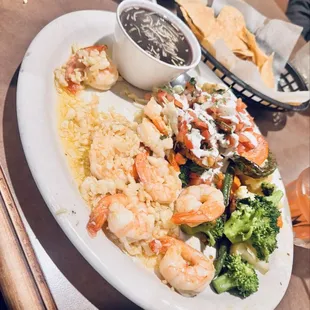 Healthy shrimp, and veggies