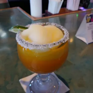 Frozen peach margarita.