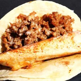 a close up of a taco