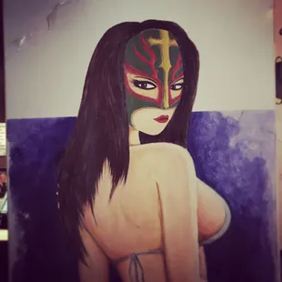 a woman with a cross painted on her face