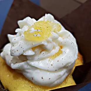 a close up of a cupcake