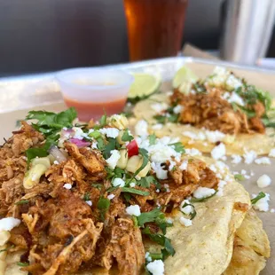 Chicken Tacos and Vienna lager