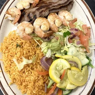 Carne Asada with shrimp