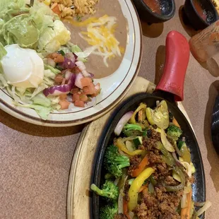 Veggie fajitas add chorizo