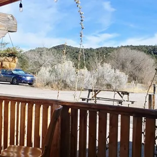a view of a car parked in a parking lot