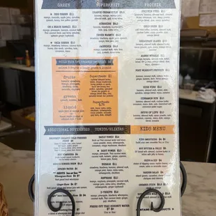 a menu on a table