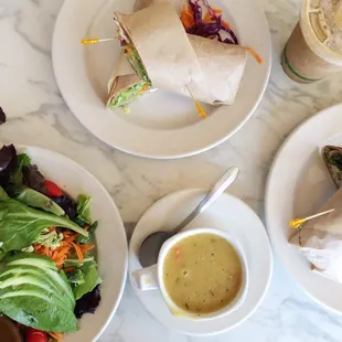 Wraps, salad, soup and smoothie. All tasted awesome!