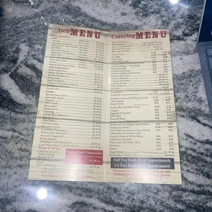 menu