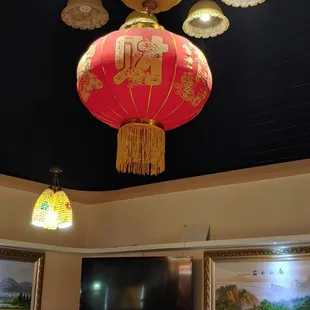 a chandelier in a chinese restaurant