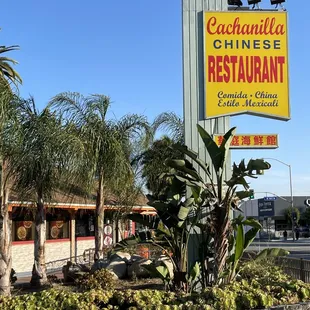 Marquee sign and landscaping.