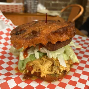 a close up of a sandwich