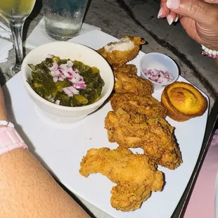 Wings &amp; greens (added onion)