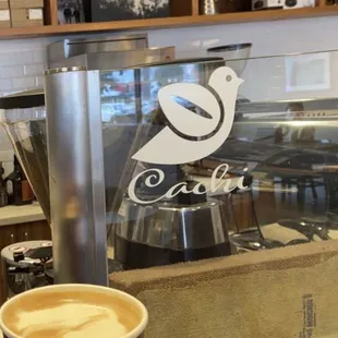 Caramel Caffe Latte 16oz and espresso macchiato