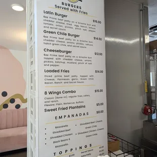 Menu on wall of Imperial Dive Food Court