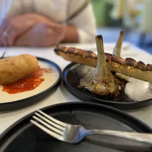 CALZONE FRITTO (left) CARCIOFI ALLA GIUDEA (right)