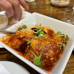 Meatballs.  These were good but a wee bit too salty. Still really good.  I think it's just me.  Used the bread to "clean" the plate!