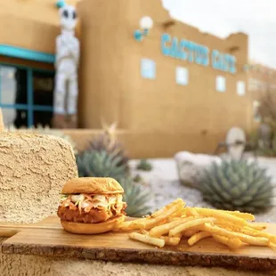 Nashville hot chicken sandwich topped with house made coke slaw.