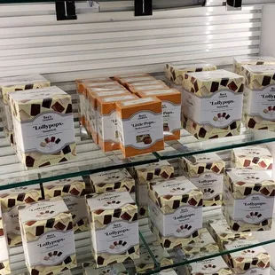 a display of a variety of desserts