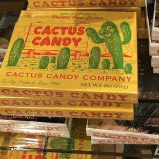 a display of cactus candy in a store